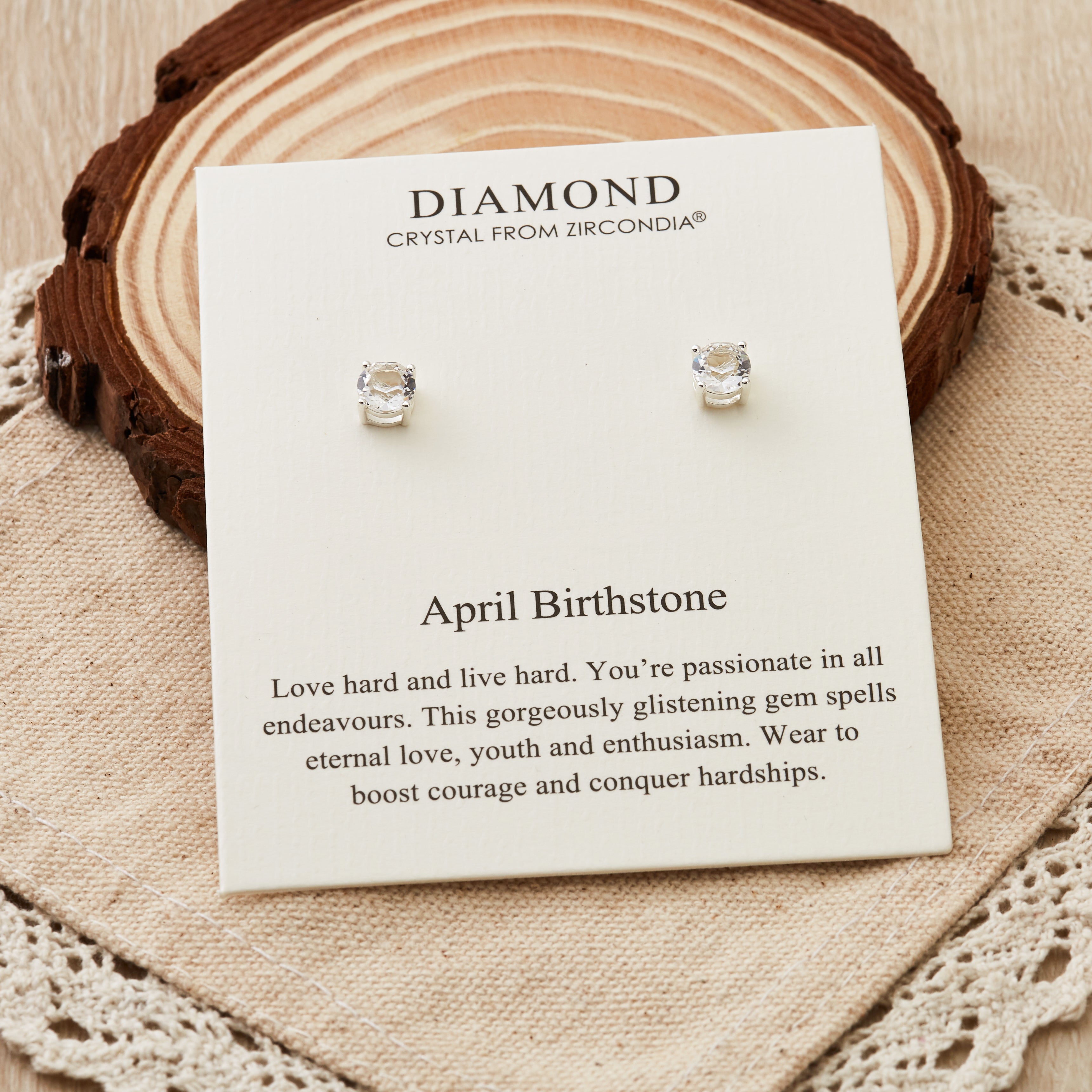 April (Diamond) Birthstone Earrings Created with Zircondia® Crystals