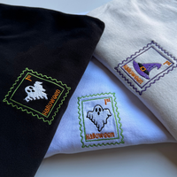 Cute Spooky Ghost Cropped Sweatshirt - Halloween - Relaxed Fit