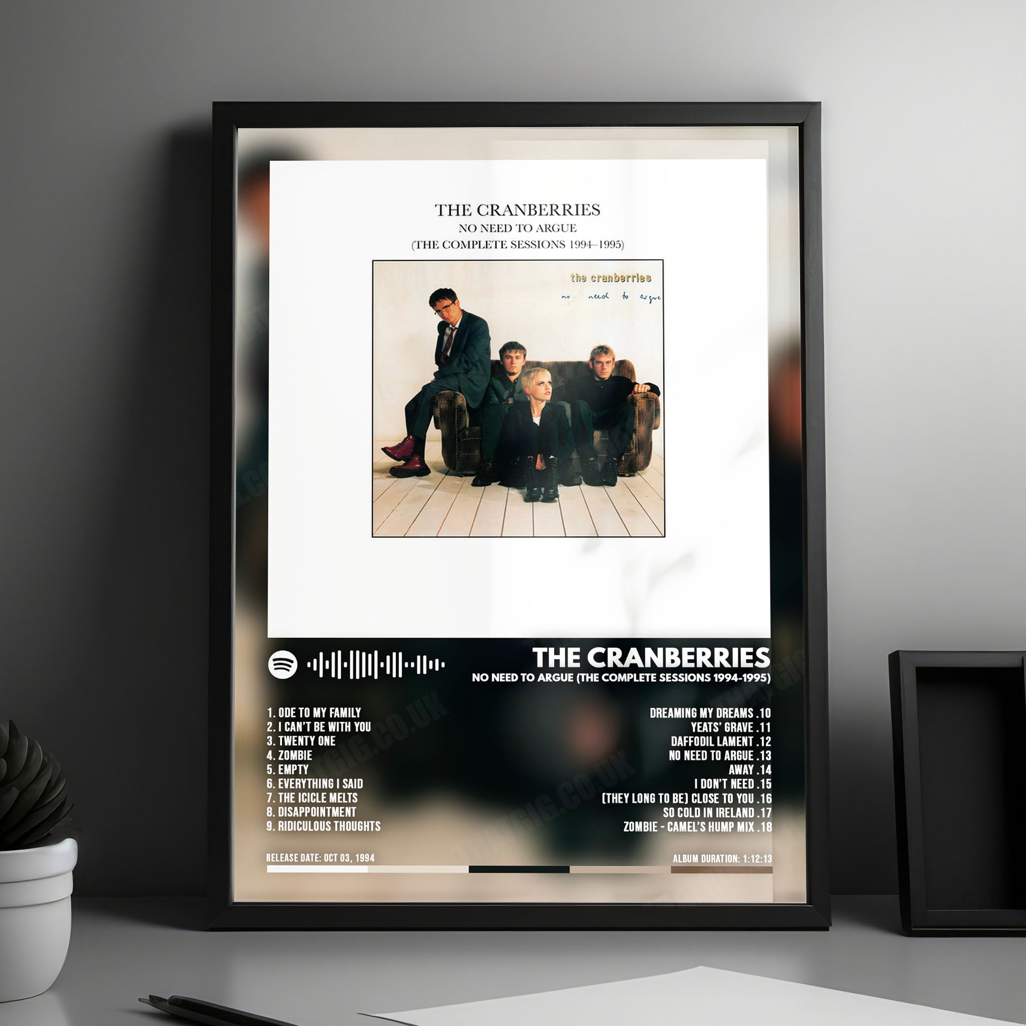 The Cranberries "No Need to Argue" Album Cover Poster - with Complete Tracklist