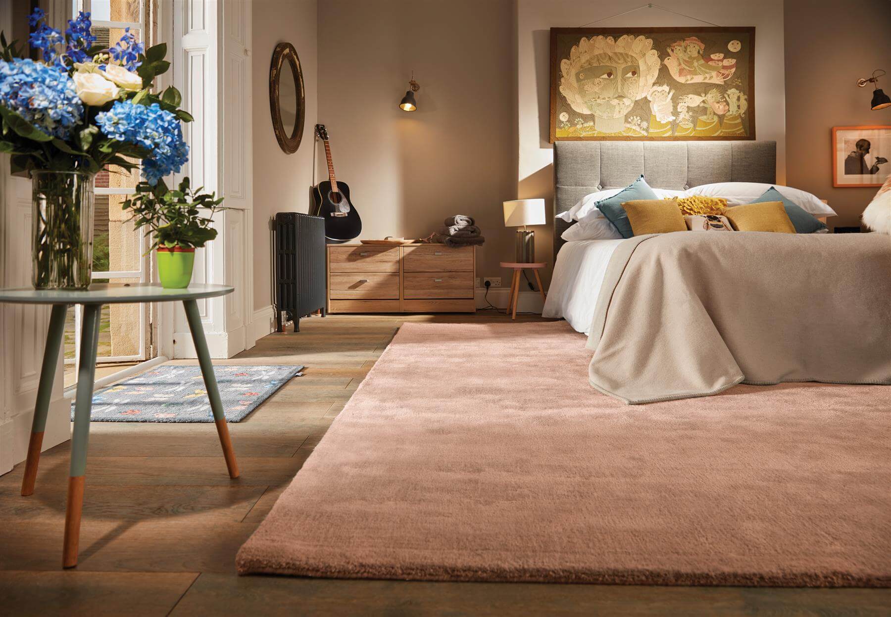 Hush Coral Pink Luxury Handcrafted Rug