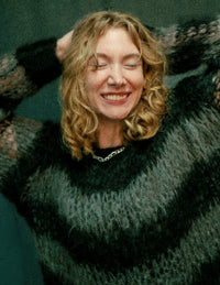 "PISTOLS" Mohair Hand Knit Sweater - Grey & Black