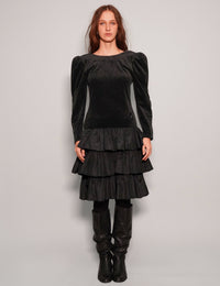 Vintage Dusk Black Velvet Dress