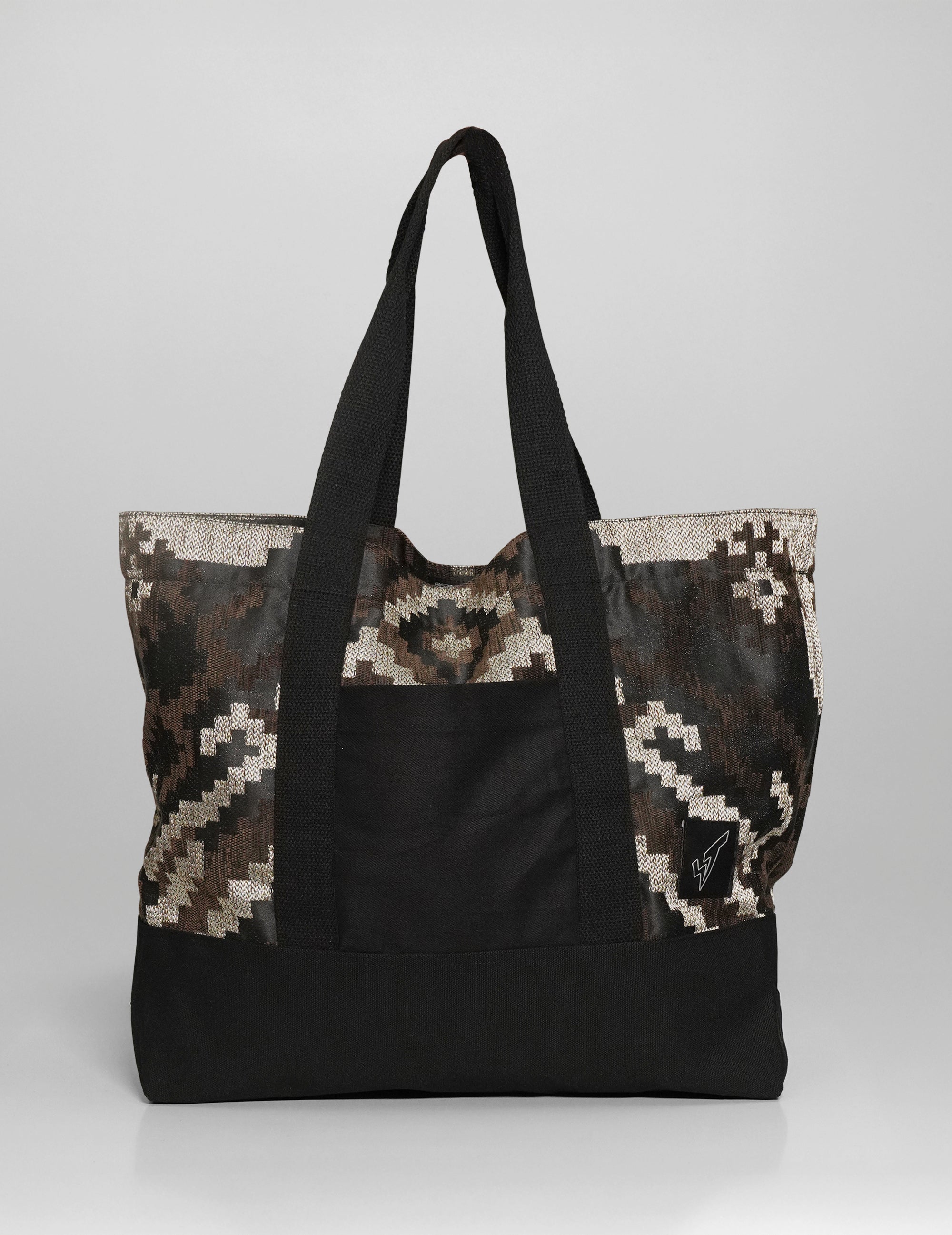 ST Tote Bag - Geometric Cotton Jacquard in Brown