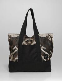 ST Tote Bag - Geometric Cotton Jacquard in Brown