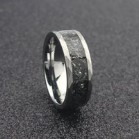 The Betelgeuse - 8mm Polished Tungsten & Meteorite Inlay Ring