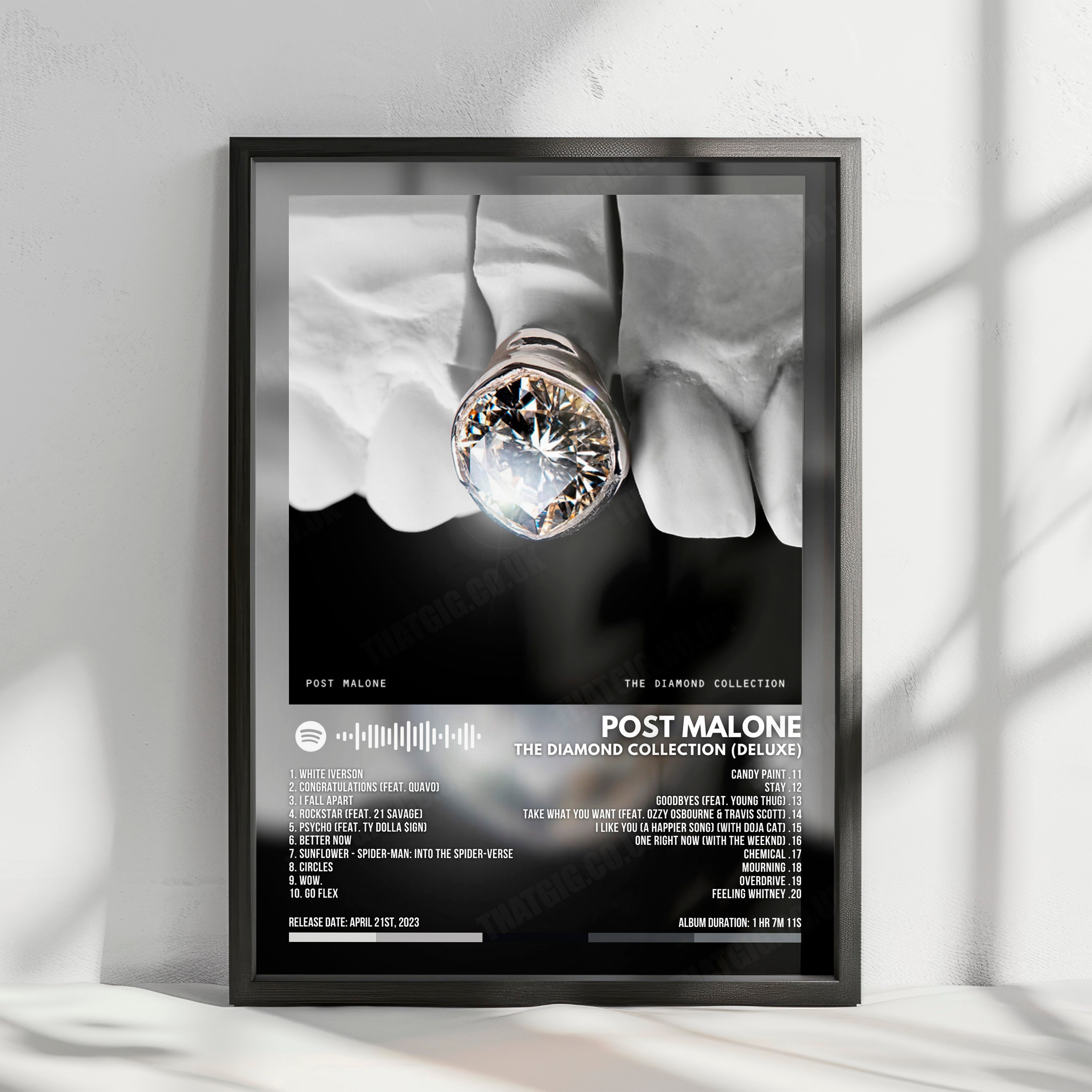 Post Malone "The Diamond Collection (Deluxe)" Album Cover Poster - with Complete Tracklist