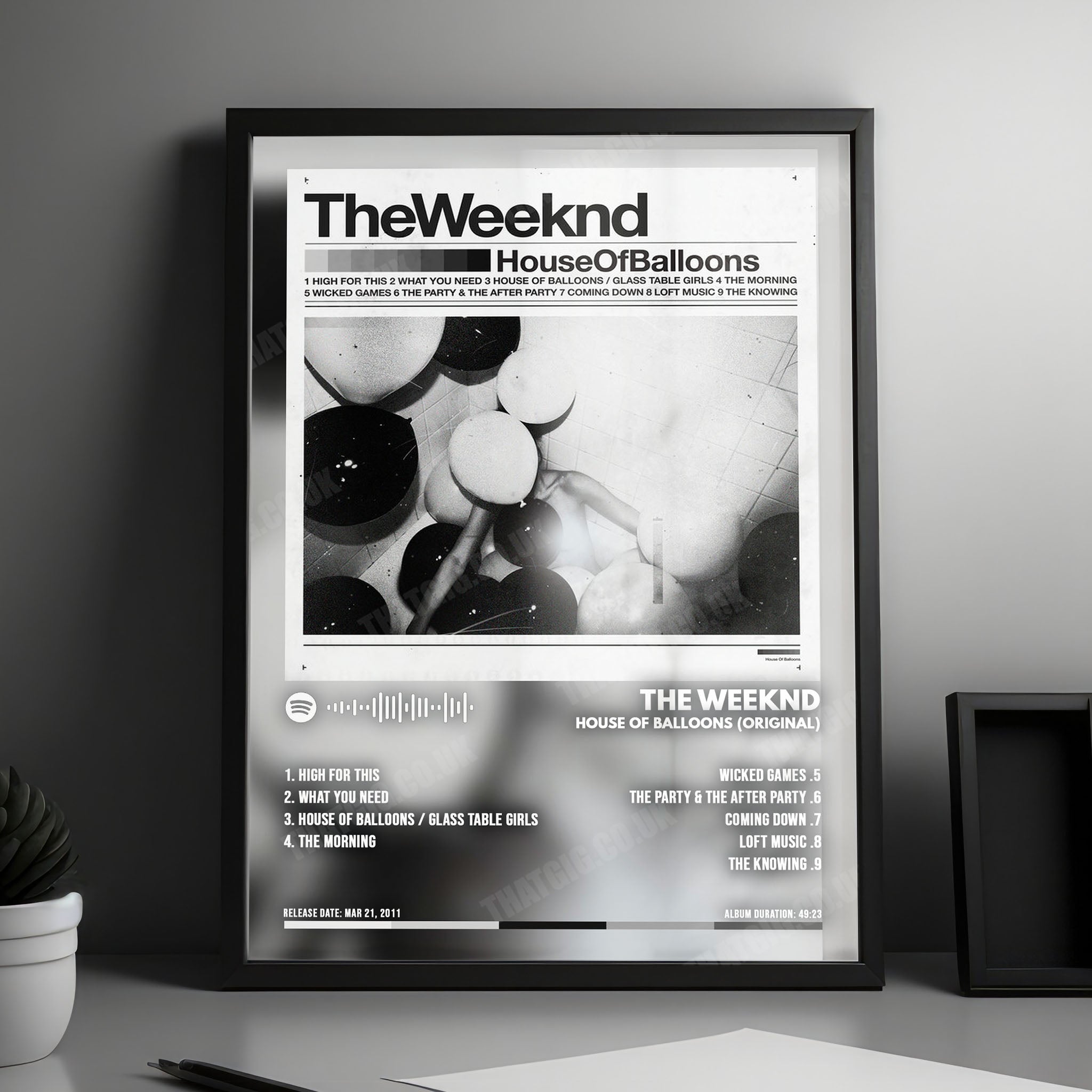 The Weeknd "House of Balloons" Album Cover Poster - with Complete Tracklist