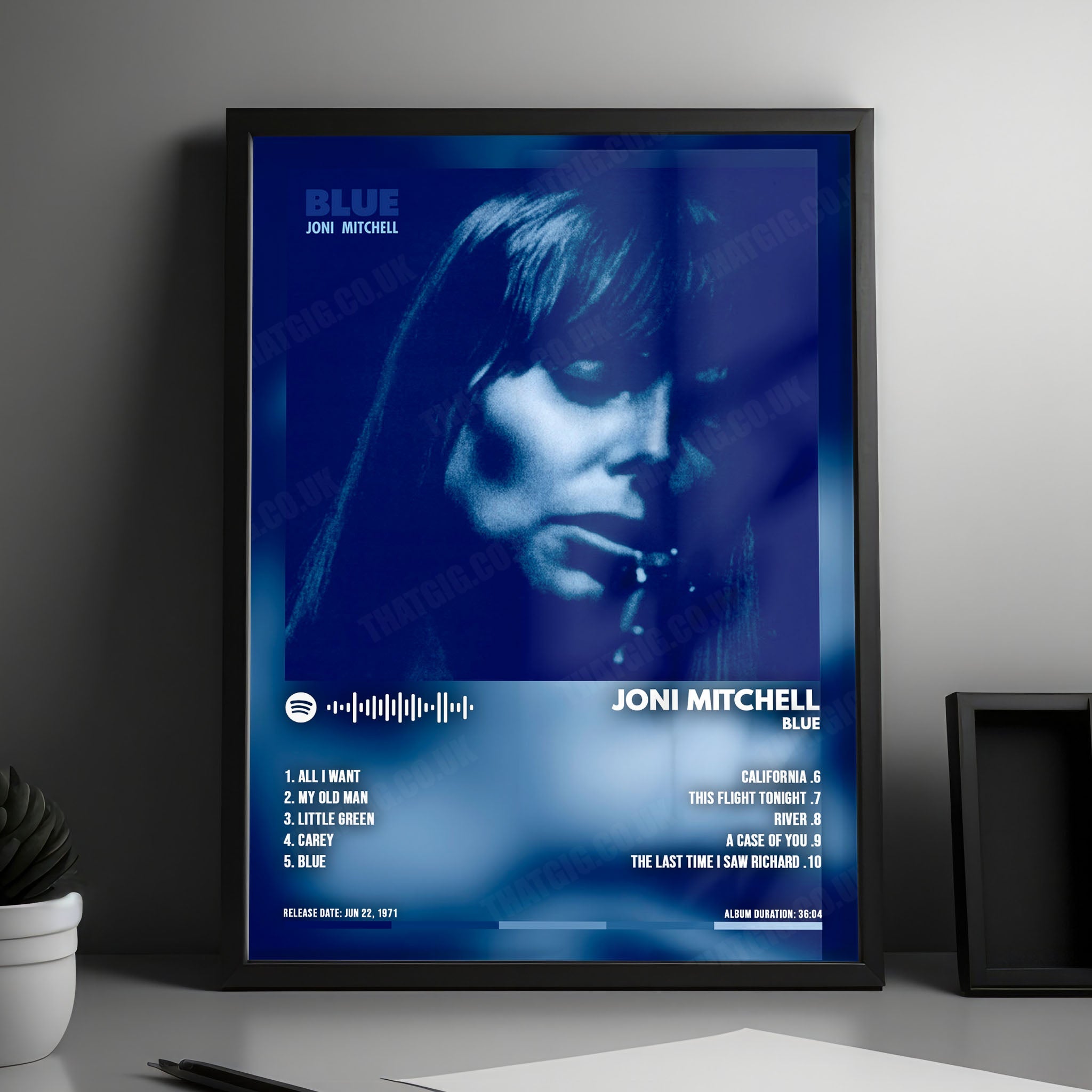 Joni Mitchell "Blue  " Album Cover Poster - with Complete Tracklist