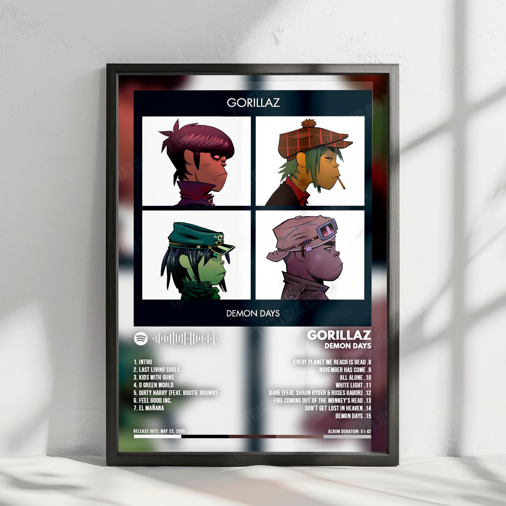 Gorillaz "Demon Days  " Album Cover Poster - with Complete Tracklist