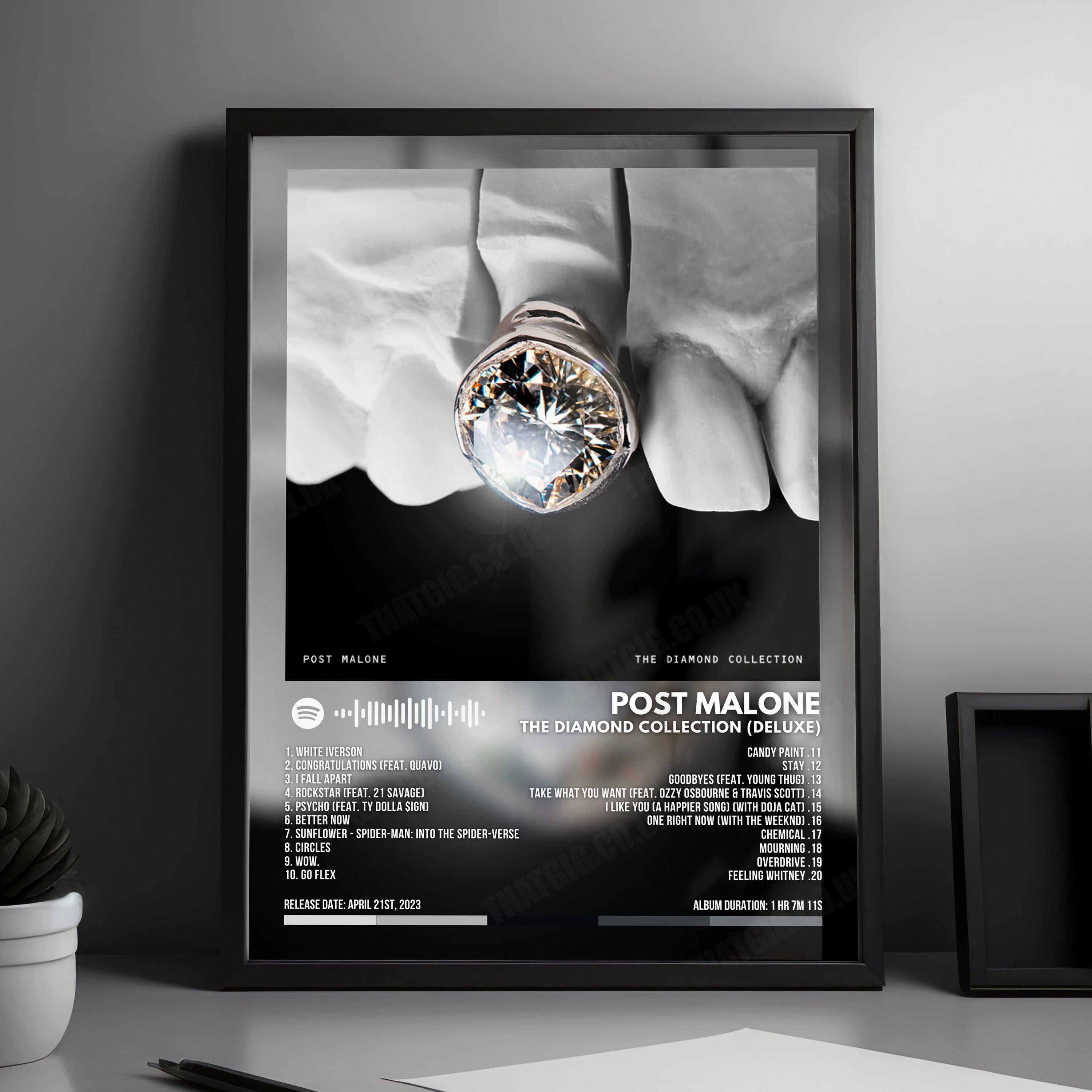 Post Malone "The Diamond Collection (Deluxe)" Album Cover Poster - with Complete Tracklist