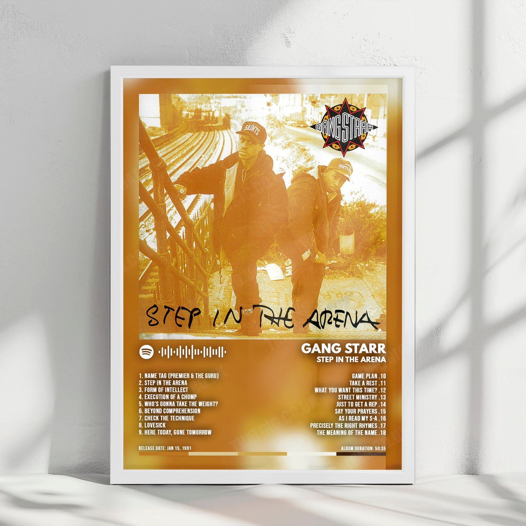 Gang Starr "Step in the Arena" Album Cover Poster - with Complete Tracklist