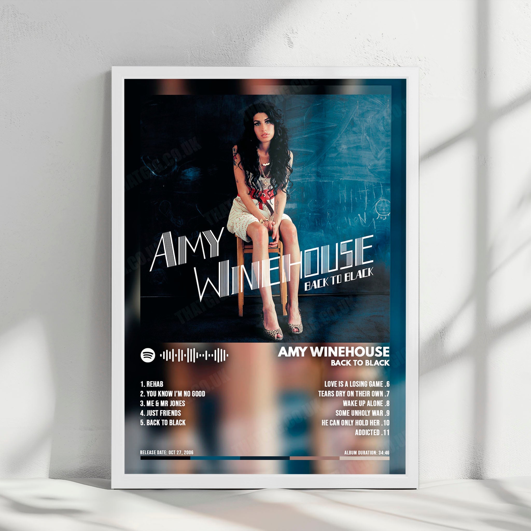 Amy Winehouse "Back to Black  " Album Cover Poster - with Complete Tracklist