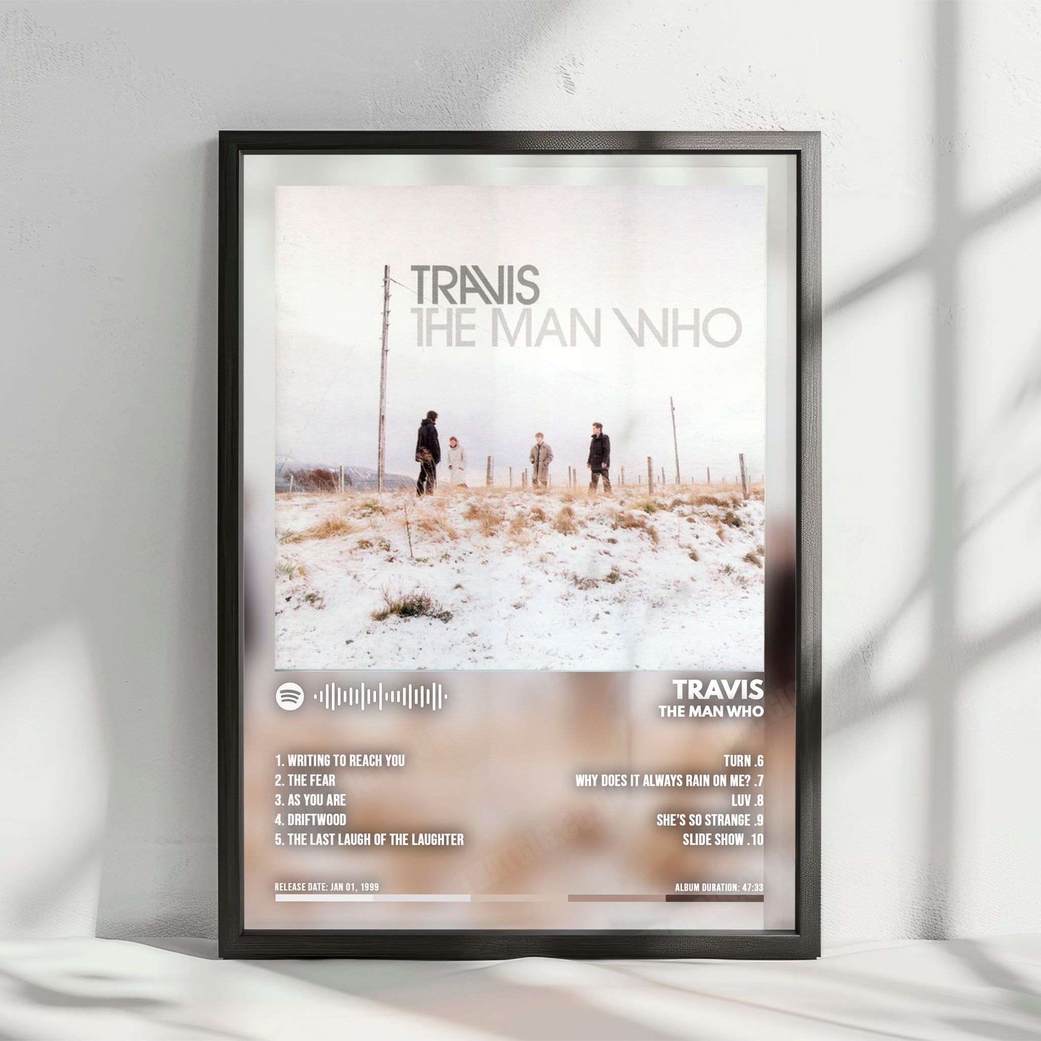 Travis "The Man Who" Album Cover Poster - with Complete Tracklist