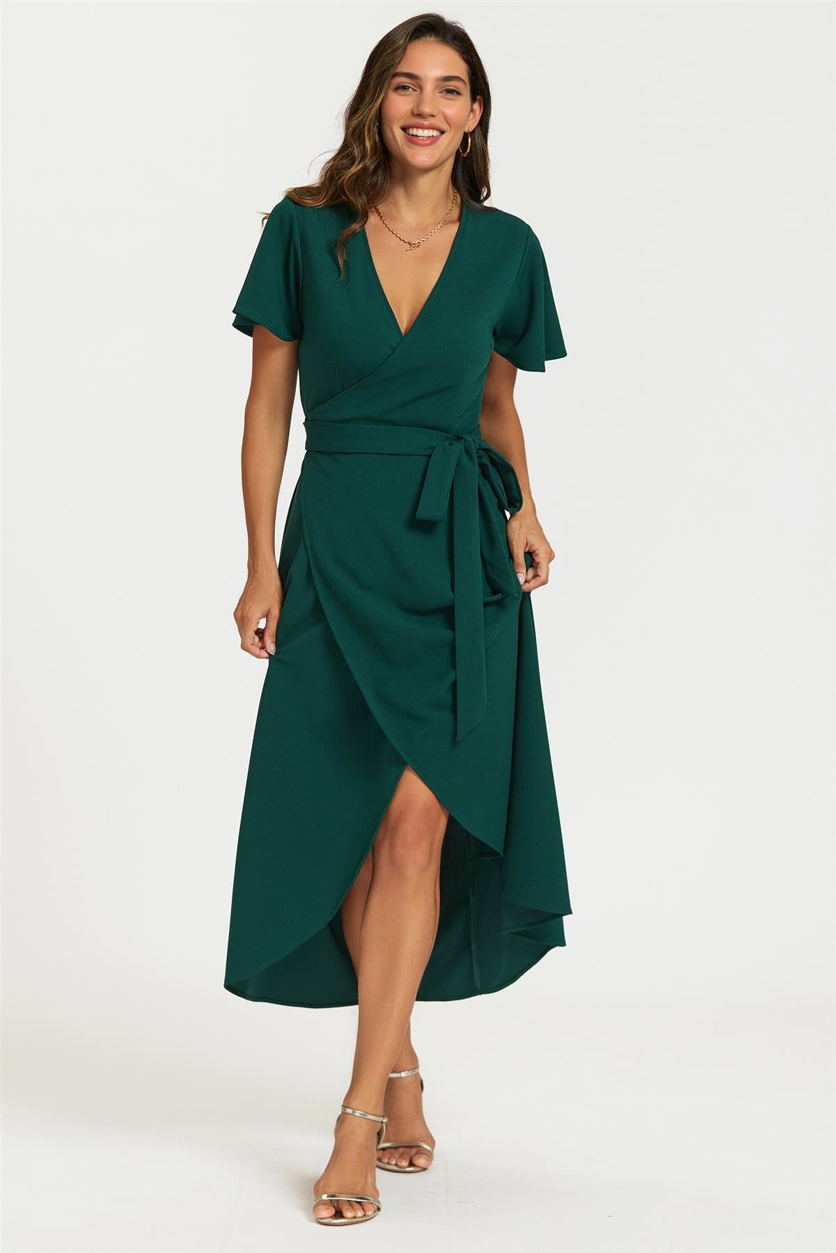 Wrap Maxi Dress In Green