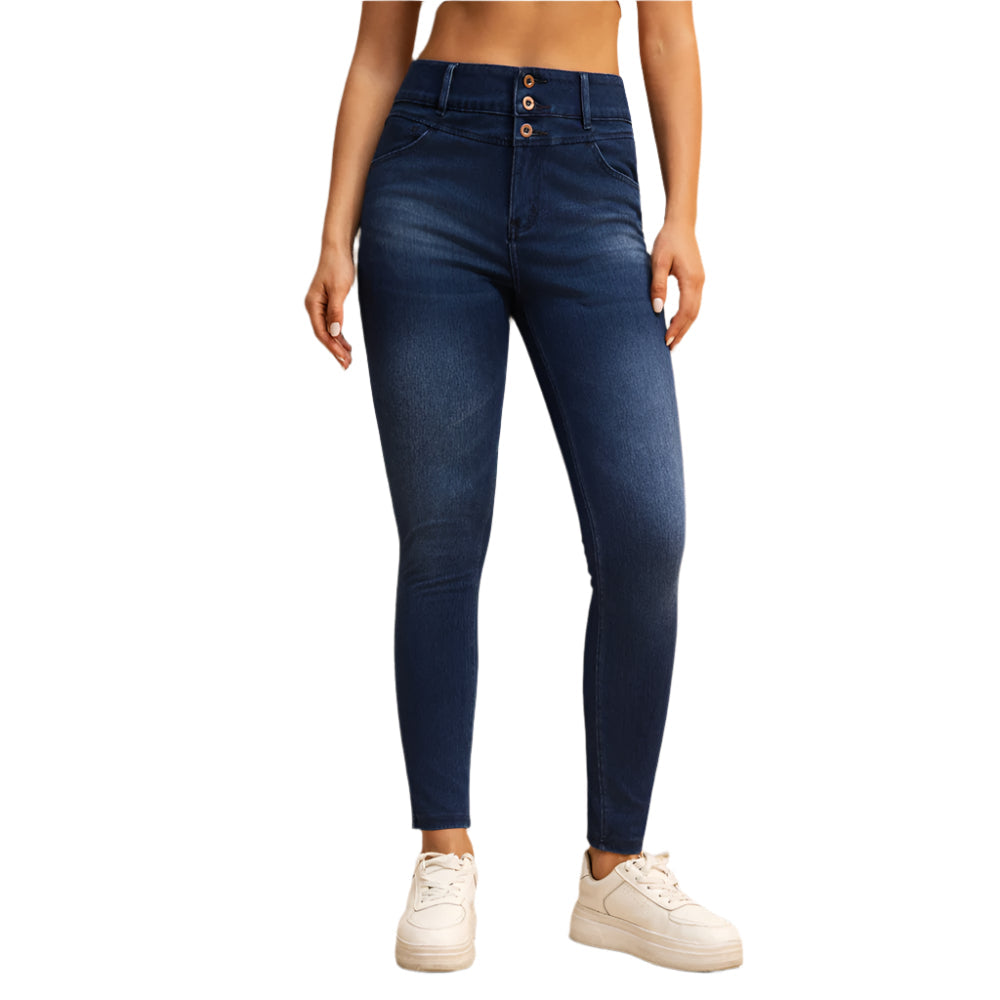 Shascullfites Melody High-Waisted Skinny Jeans for Women – Dark Blue Stretch Denim with Zipper Pockets & Butt-Lifting Fit