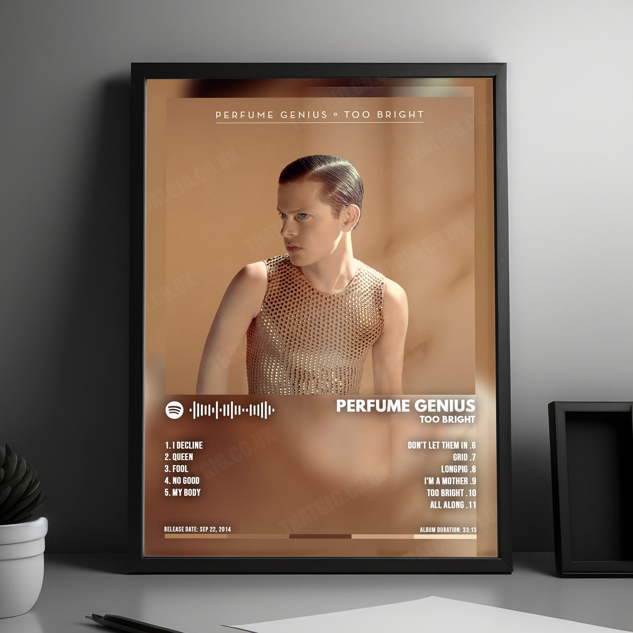 Perfume Genius "Too Bright" Album Cover Poster - with Complete Tracklist