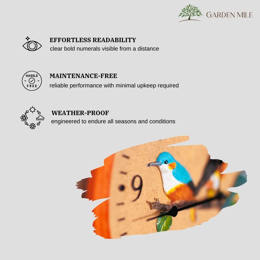 Vintage Bird Wall Clock and Thermometer