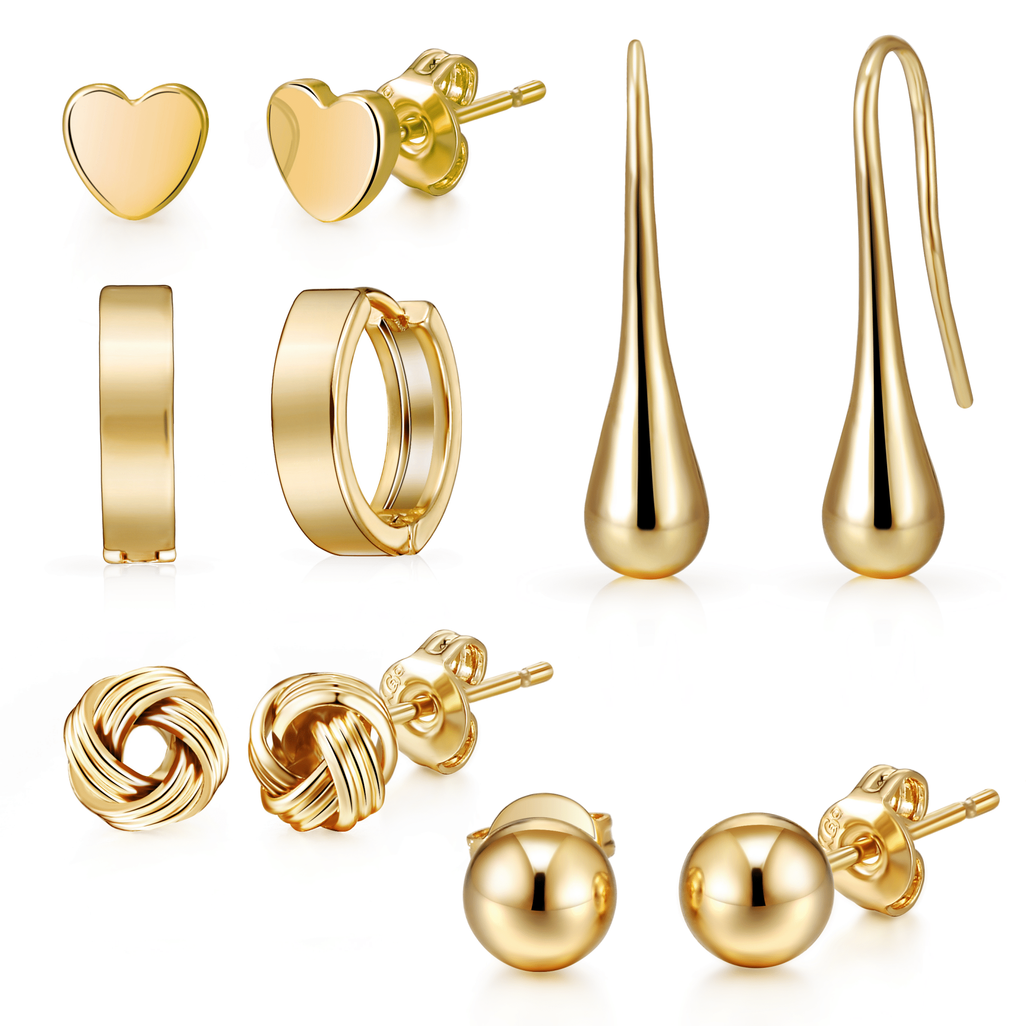 5 Pairs of Gold Plated Earrings