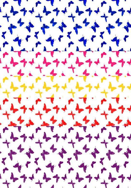 5 x A4 Butterfly Backing Papers - 5 Colours