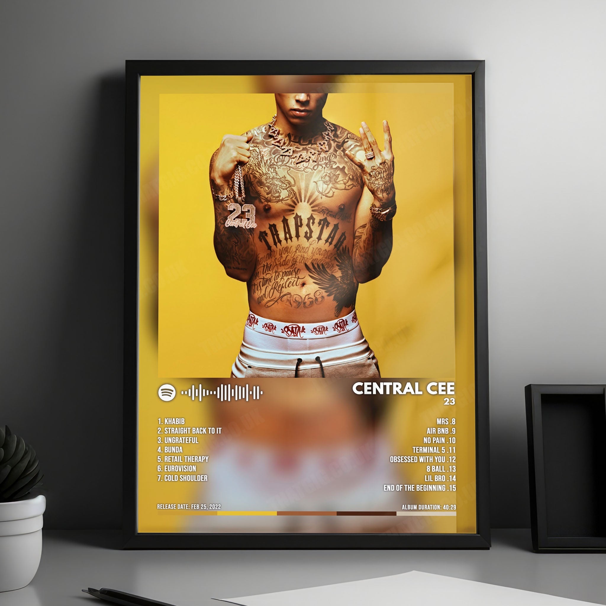 Central Cee "23" Album Cover Poster - with Complete Tracklist