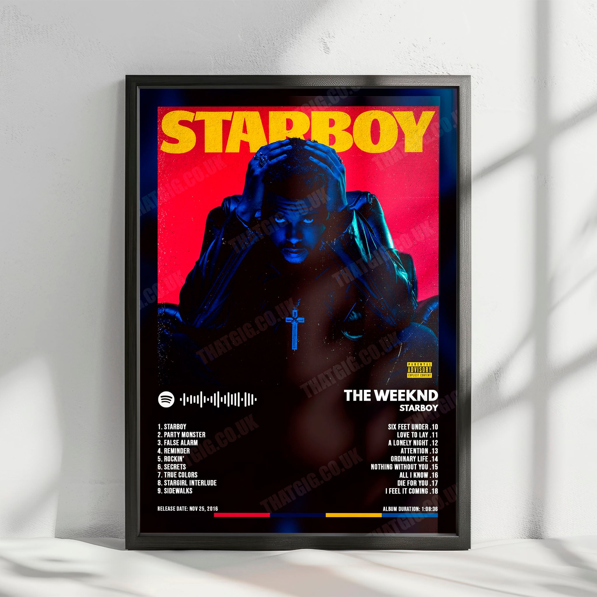 The Weeknd "Starboy" Album Cover Poster - with Complete Tracklist