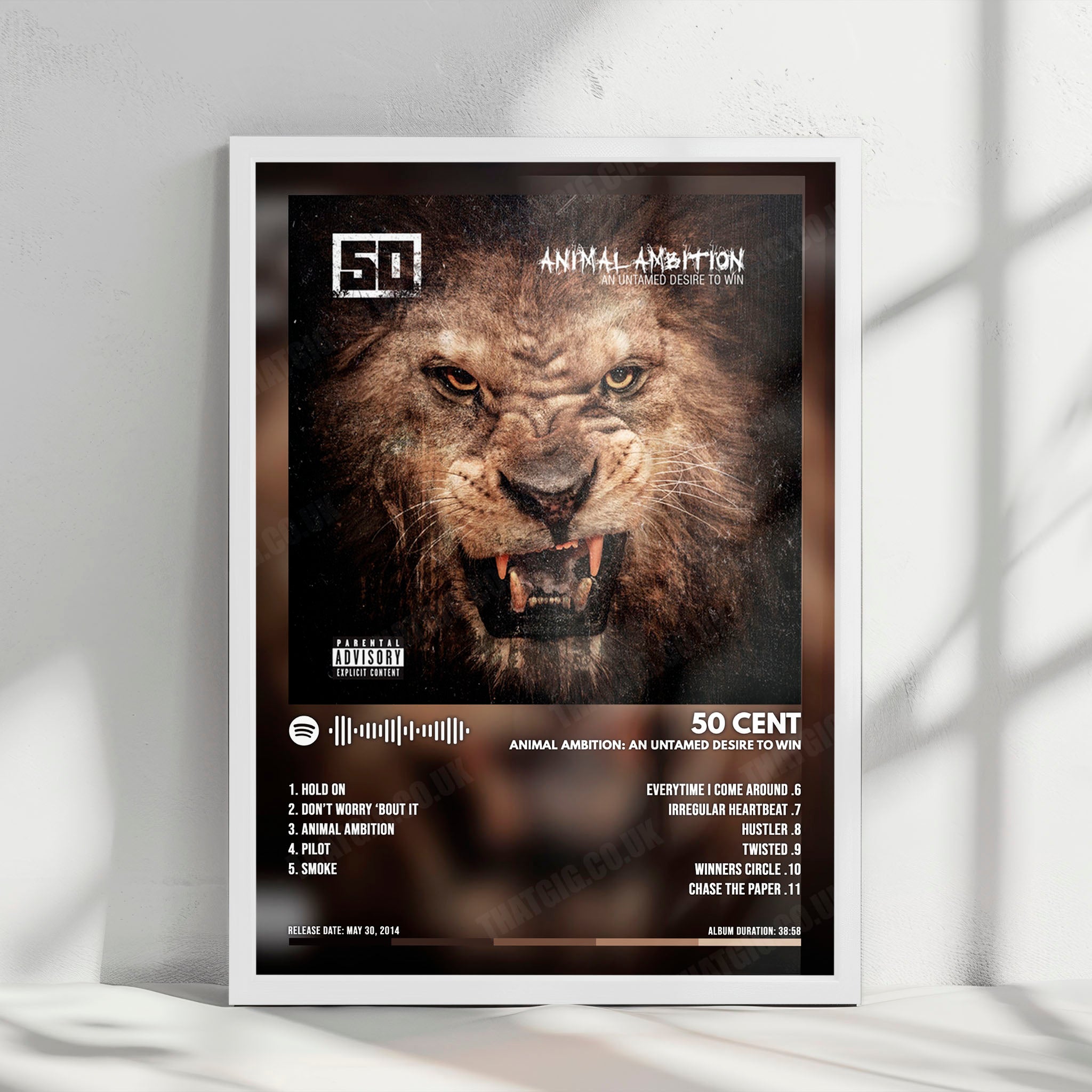 50 Cent "Animal Ambition" Album Cover Poster - with Complete Tracklist