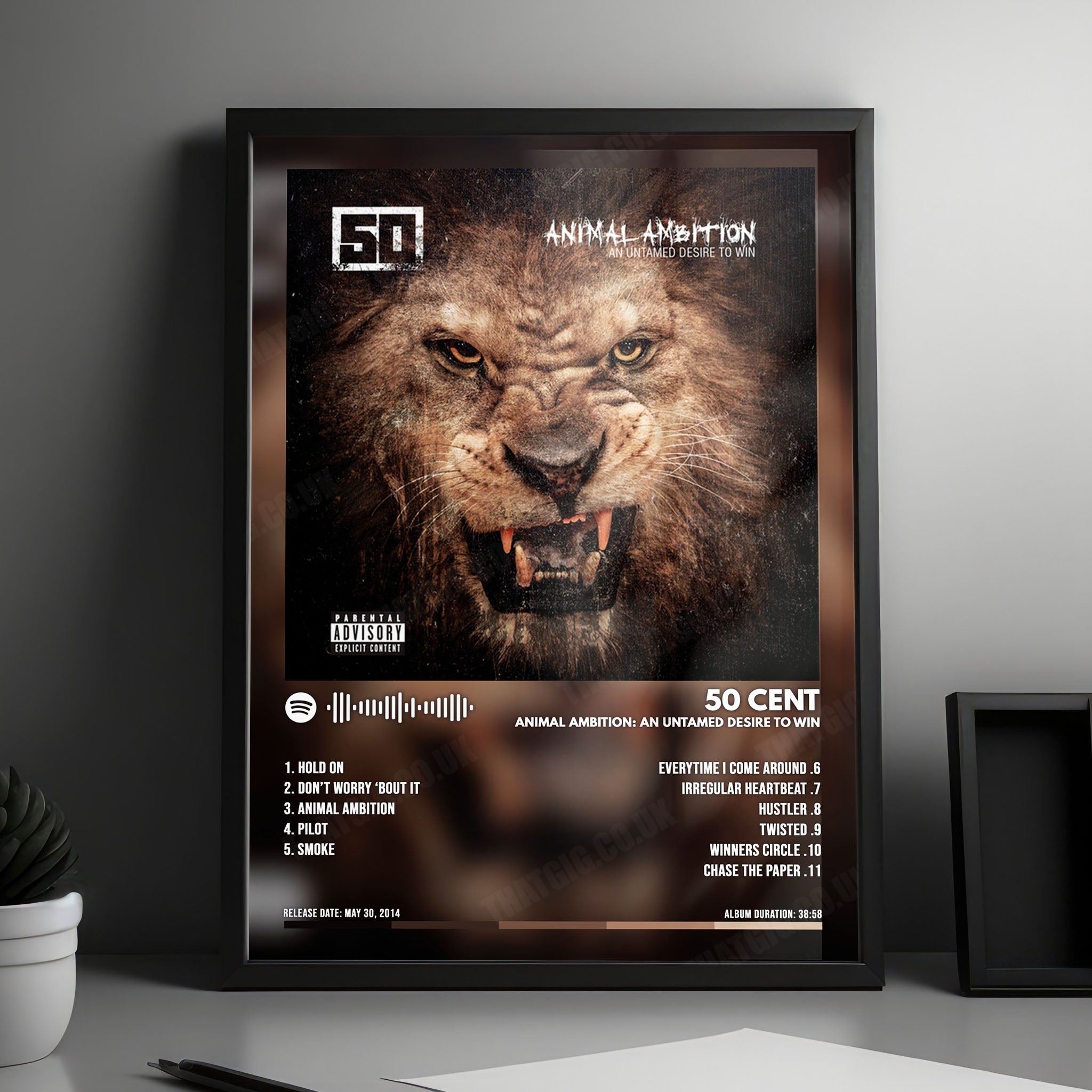 50 Cent "Animal Ambition" Album Cover Poster - with Complete Tracklist
