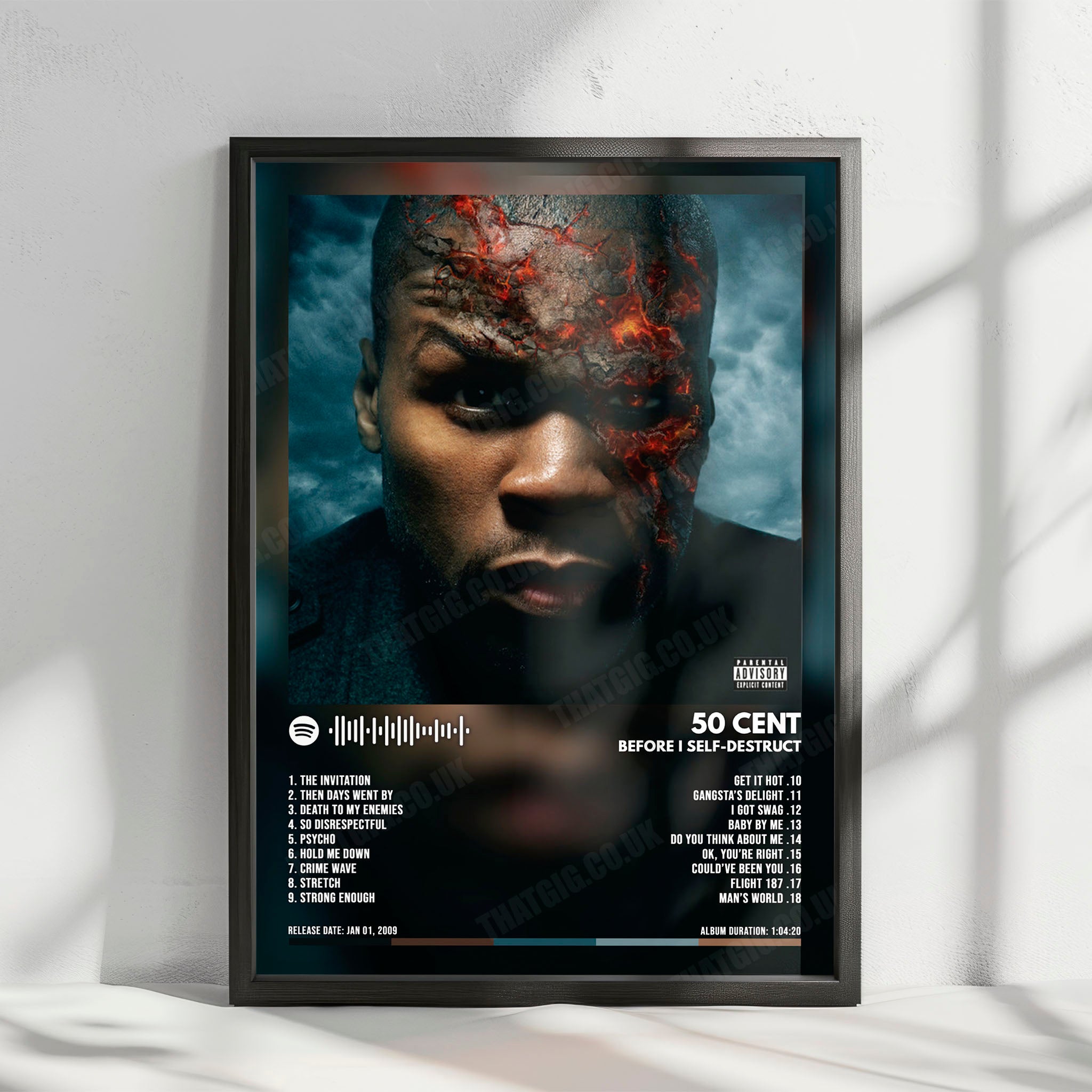 50 Cent "Before I Self Destruct" Album Cover Poster - with Complete Tracklist