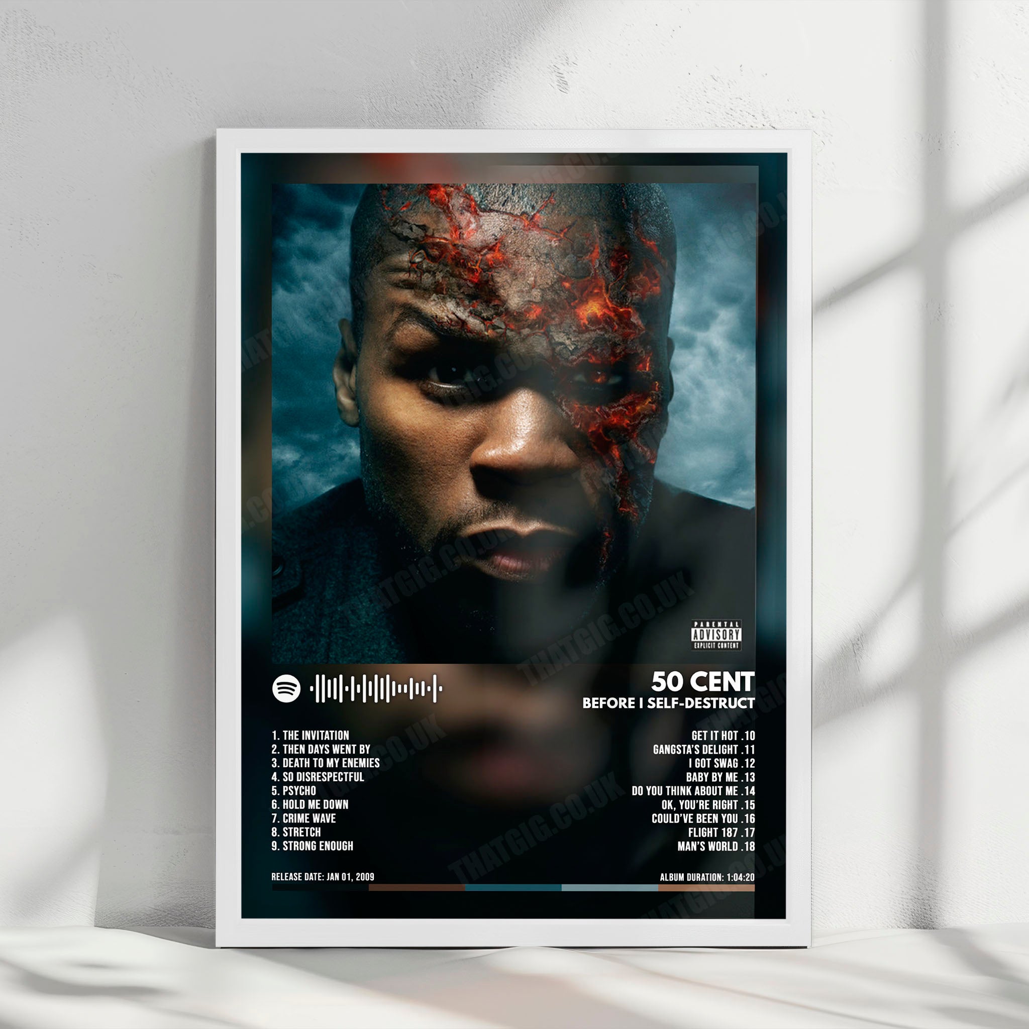 50 Cent "Before I Self Destruct" Album Cover Poster - with Complete Tracklist