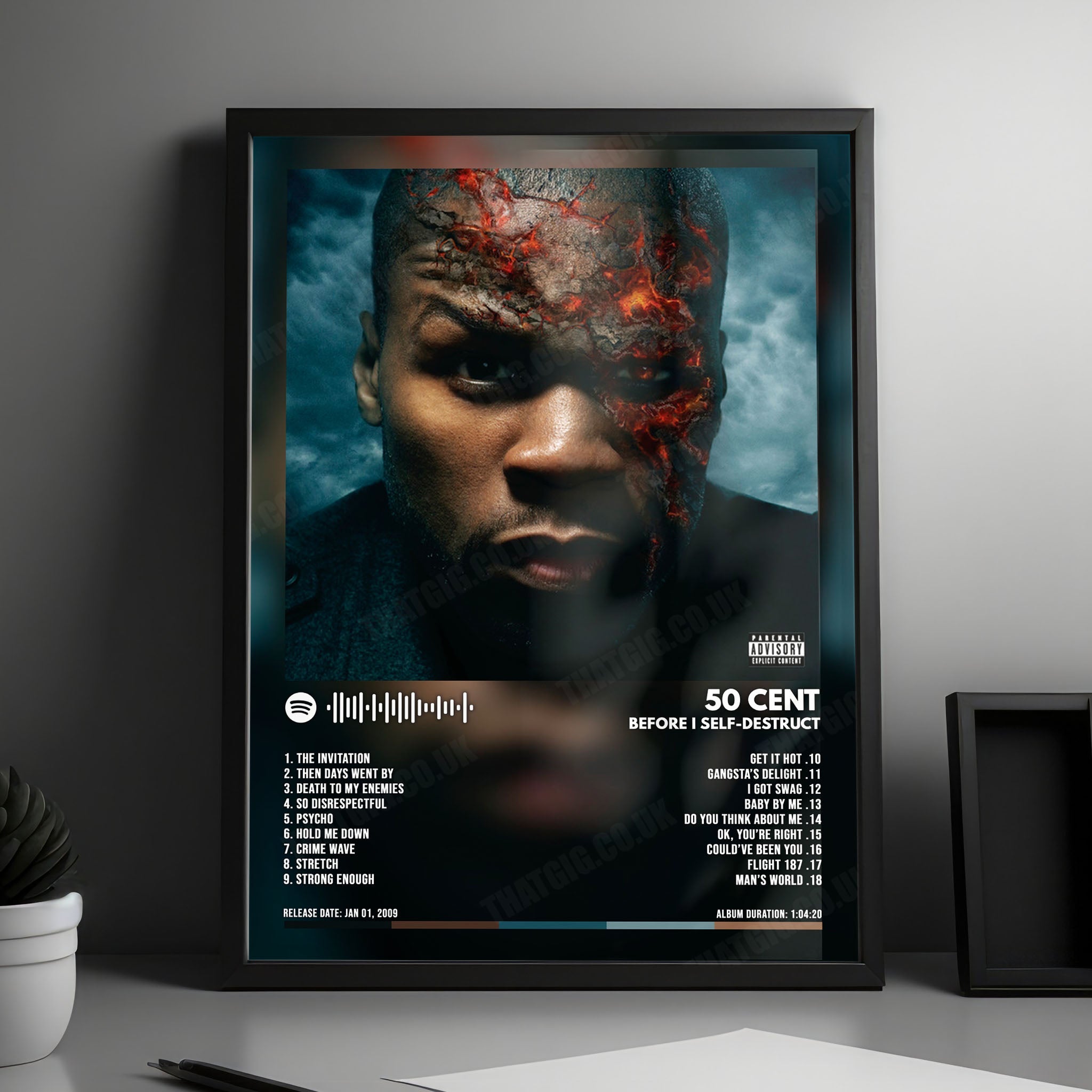 50 Cent "Before I Self Destruct" Album Cover Poster - with Complete Tracklist