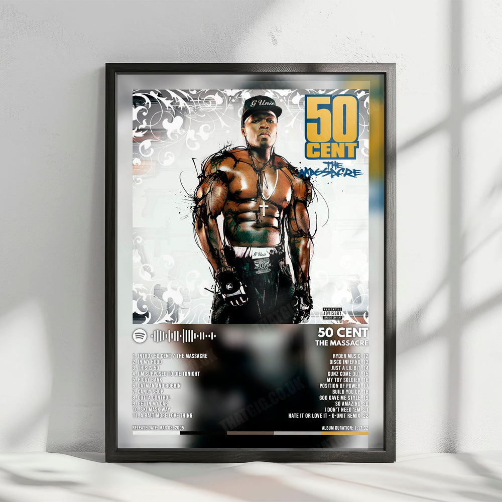 50 Cent "The Massacre" Album Cover Poster - with Complete Tracklist