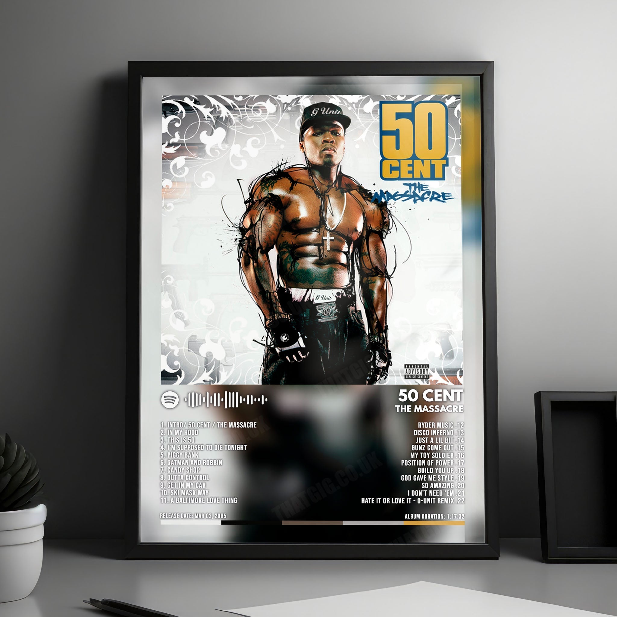 50 Cent "The Massacre" Album Cover Poster - with Complete Tracklist
