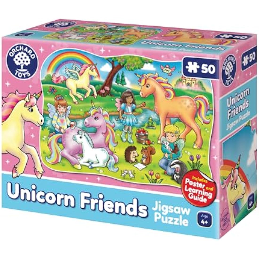Orchard Toys Unicorn Friends Jigsaw Puzzles for Kids - 50-Piece Unicorn Puzzle for 4+ Year Olds with Giant Poster and Learning Guide - Unicorn Gifts for Girls, Boys, Toddlers, Children - Age 4-7 years