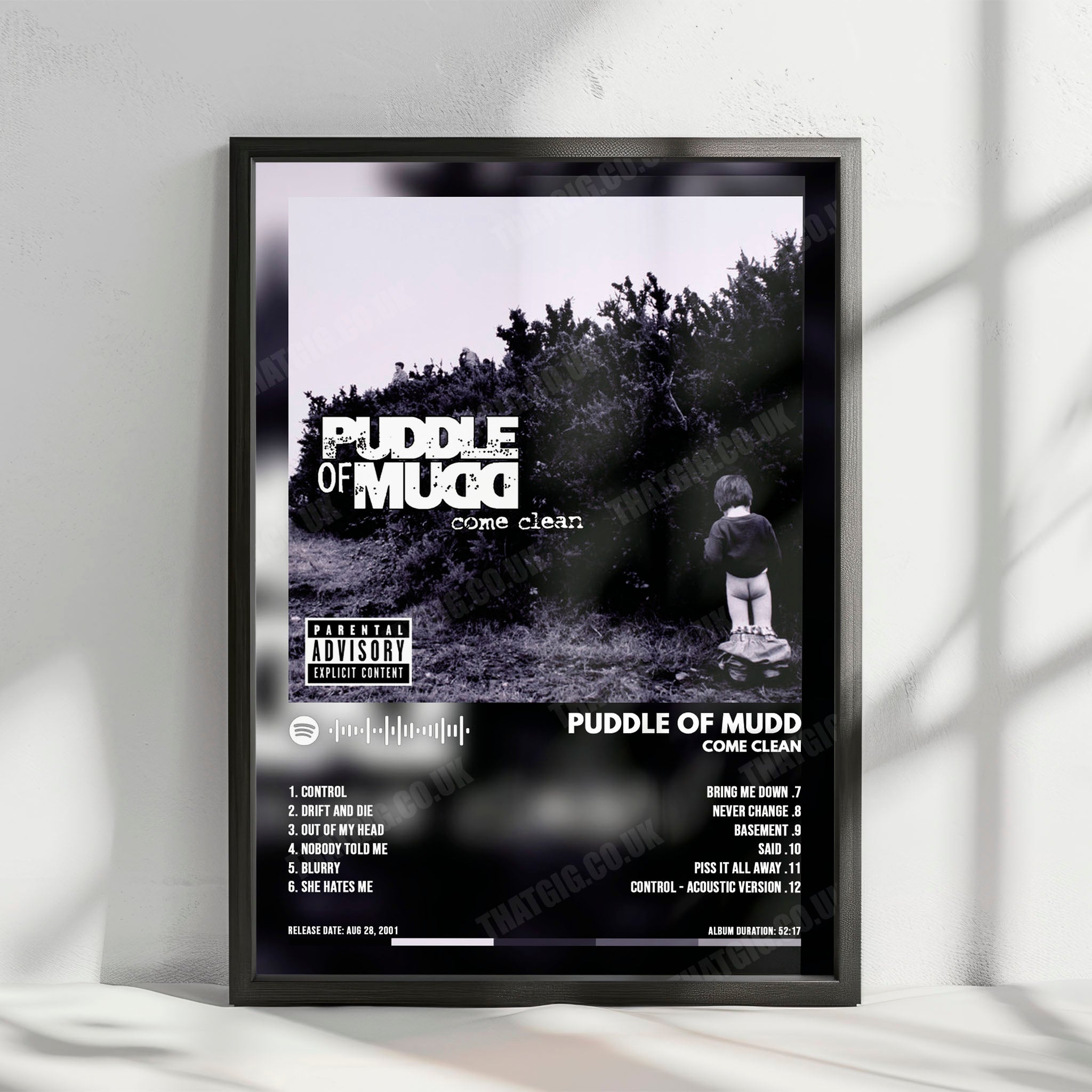Puddle Of Mudd "Come Clean" Album Cover Poster - with Complete Tracklist