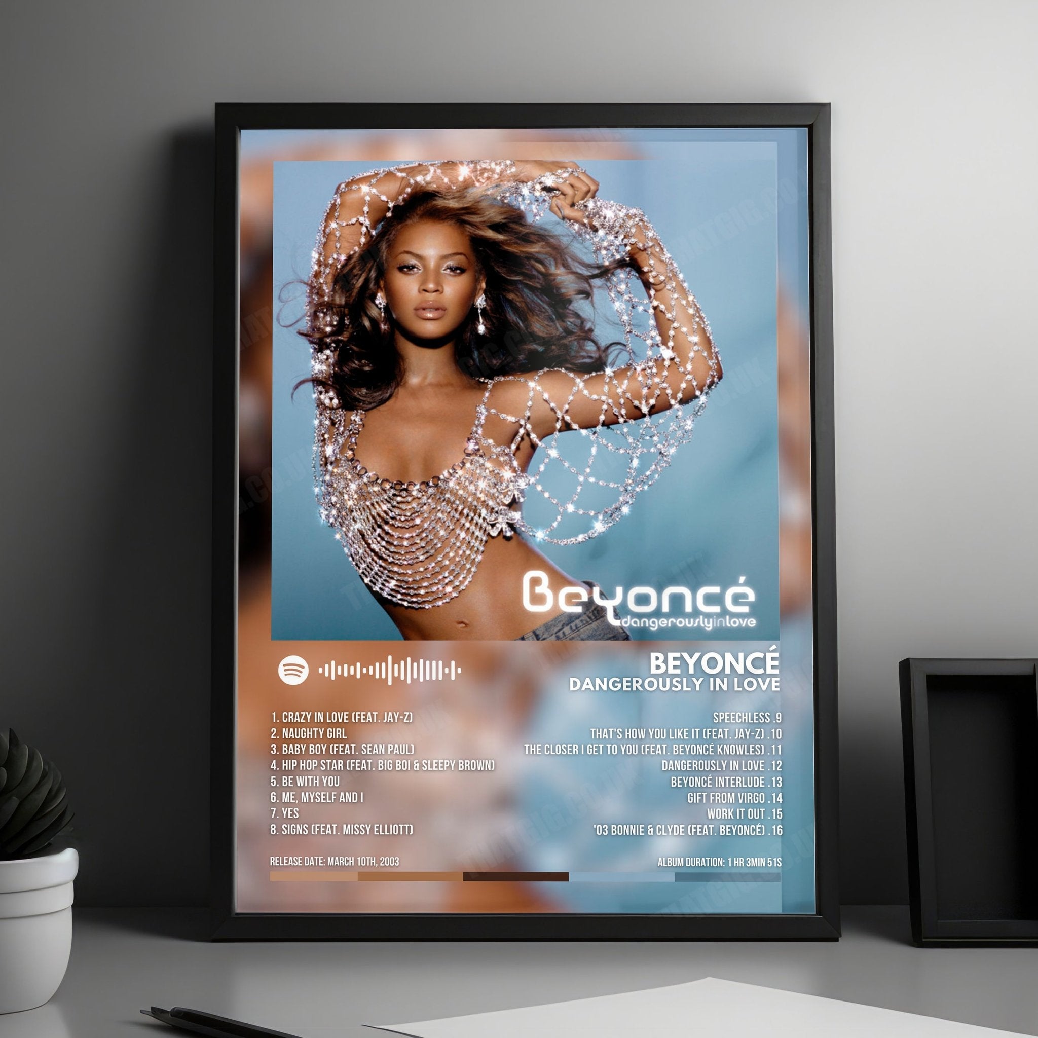 Beyoncé "Dangerously In Love" Album Cover Poster - with Complete Tracklist