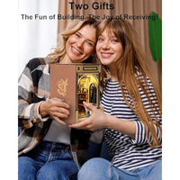 Rolife Book Nook Kits for Adults Shakespeare's Bookstore 3D Puzzles Miniature Dollhouse Models Kit for Adults to Build Bookshelf Decoration Halloween Christmas Birthday Gifts for Girls
