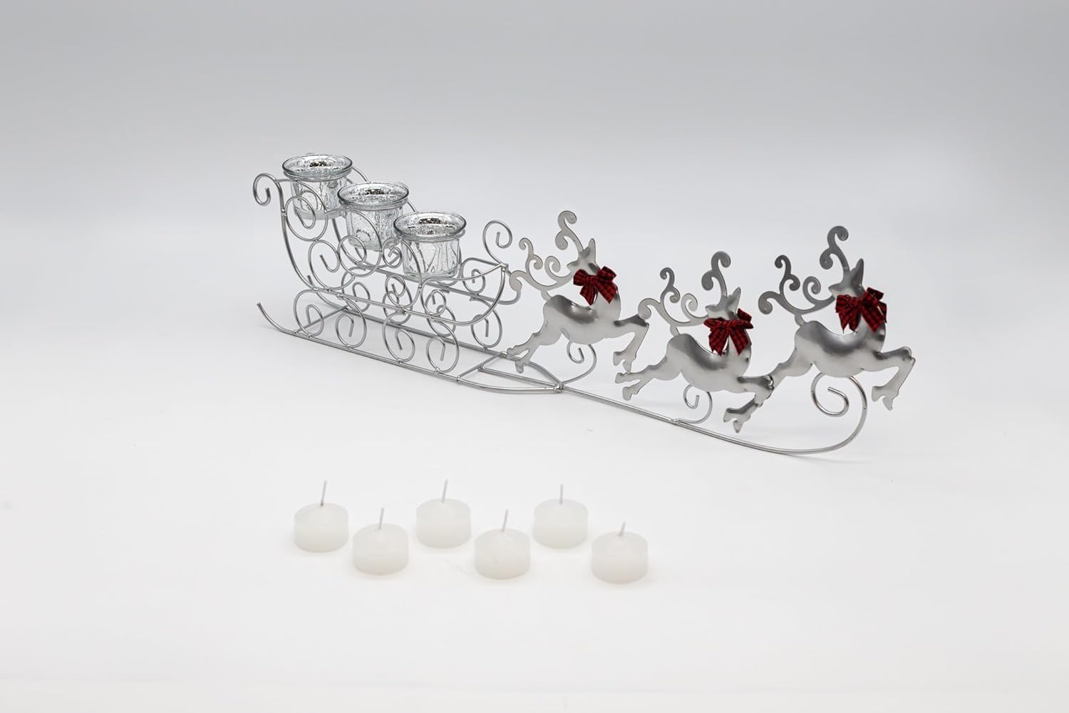 Glass Flying Reindeer Candle Holder