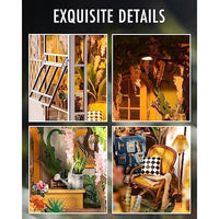 Rolife Book Nook Kits for Adults Gardenhouse DIY Miniature House Kit 3D Puzzles Bookends Bookshelf Decoration Christmas Birthday Gifts for Girls Women LED Lights