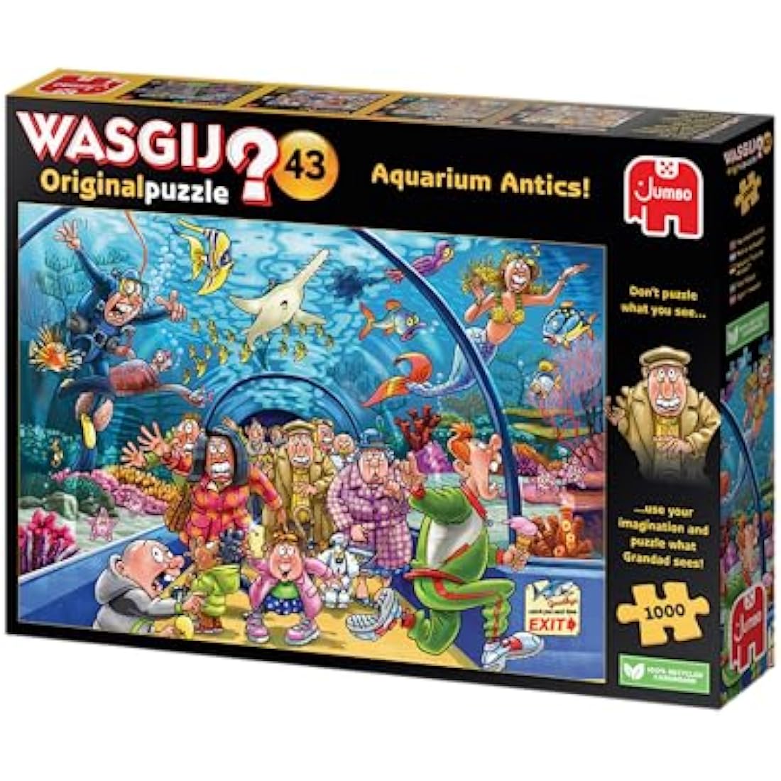 Wasgij Original 43, Aquarium Antics - 1000 Piece Jigsaw Puzzles for Adults - Fun, Challenging & Brainteasing Adults Jigsaw Puzzle - Uncover the Puzzle - 100% Recycled Cardboard - 1000pcs - Jumbo
