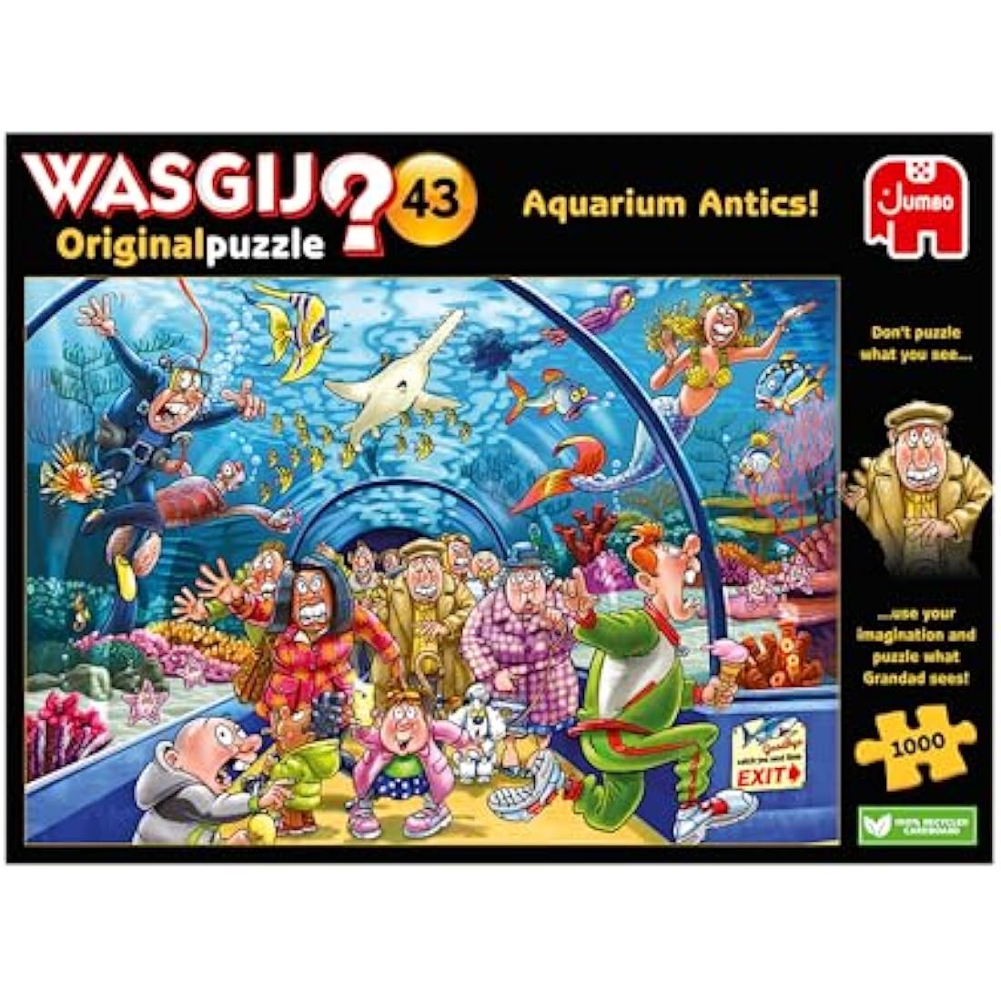 Wasgij Original 43, Aquarium Antics - 1000 Piece Jigsaw Puzzles for Adults - Fun, Challenging & Brainteasing Adults Jigsaw Puzzle - Uncover the Puzzle - 100% Recycled Cardboard - 1000pcs - Jumbo