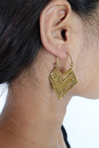 Textured Chevron Statement earrings - Ethnic Fusion Brass Earrings