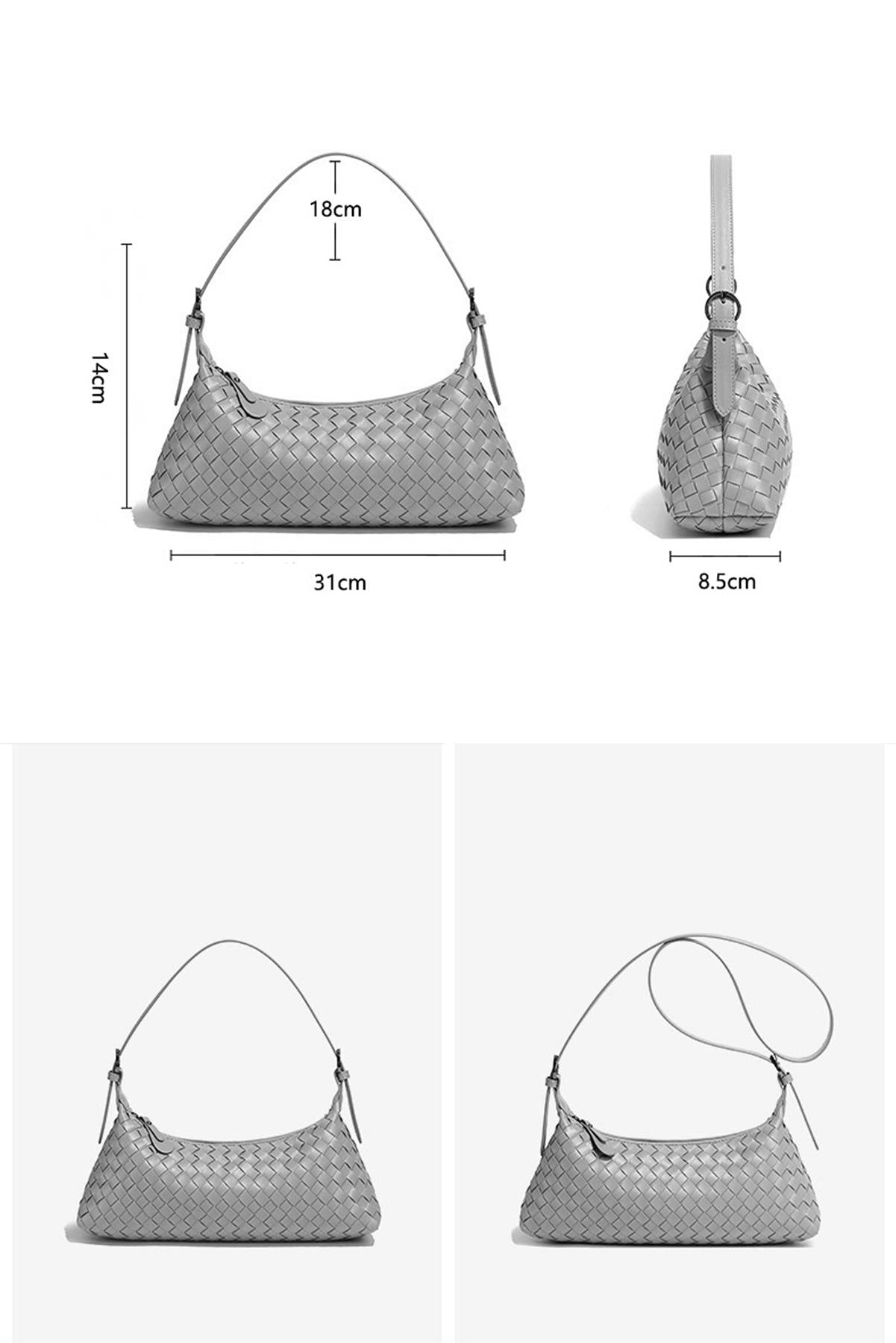 Braided Shoulder - Handbag In Off White