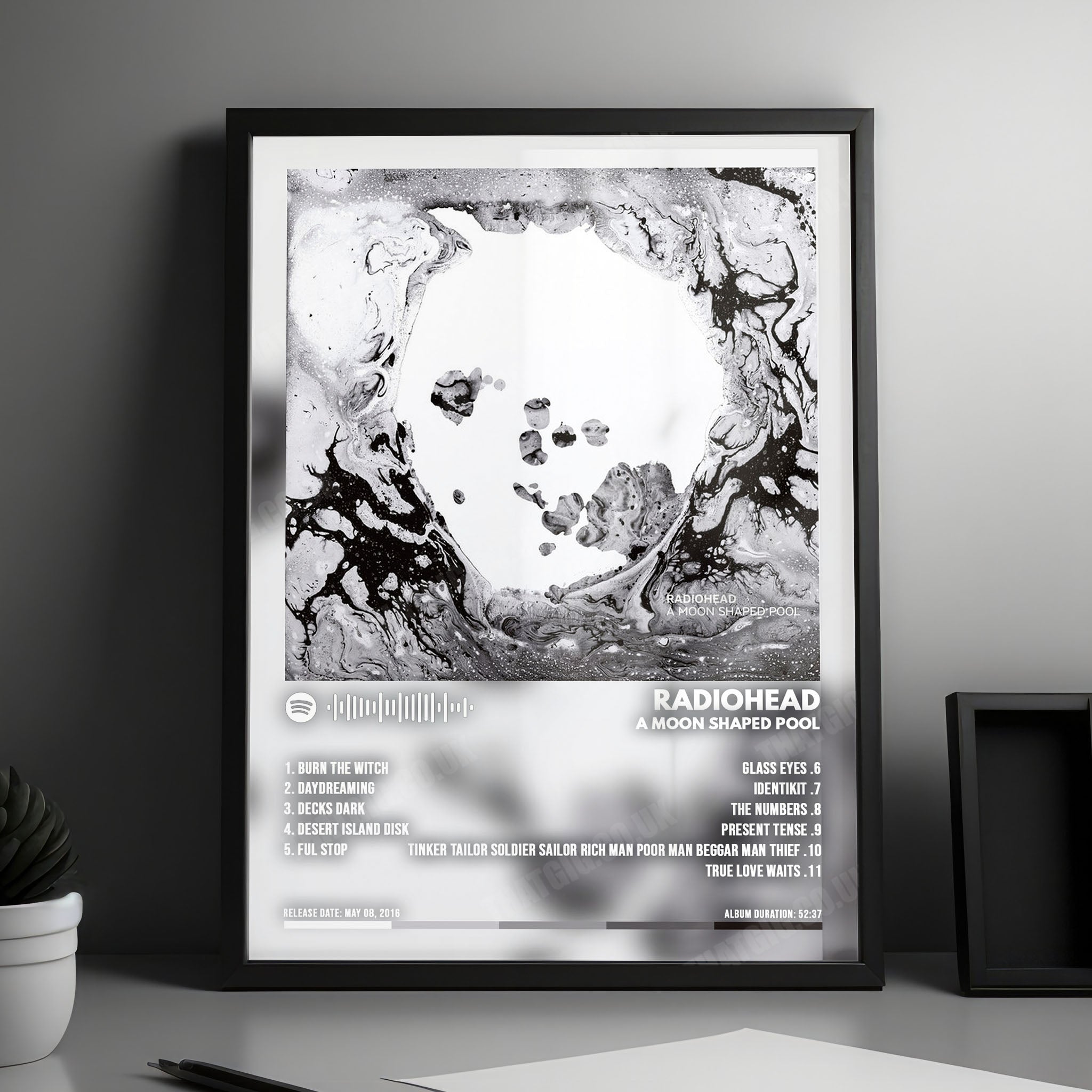Radiohead "A Moon Shaped Pool" Album Cover Poster - with Complete Tracklist