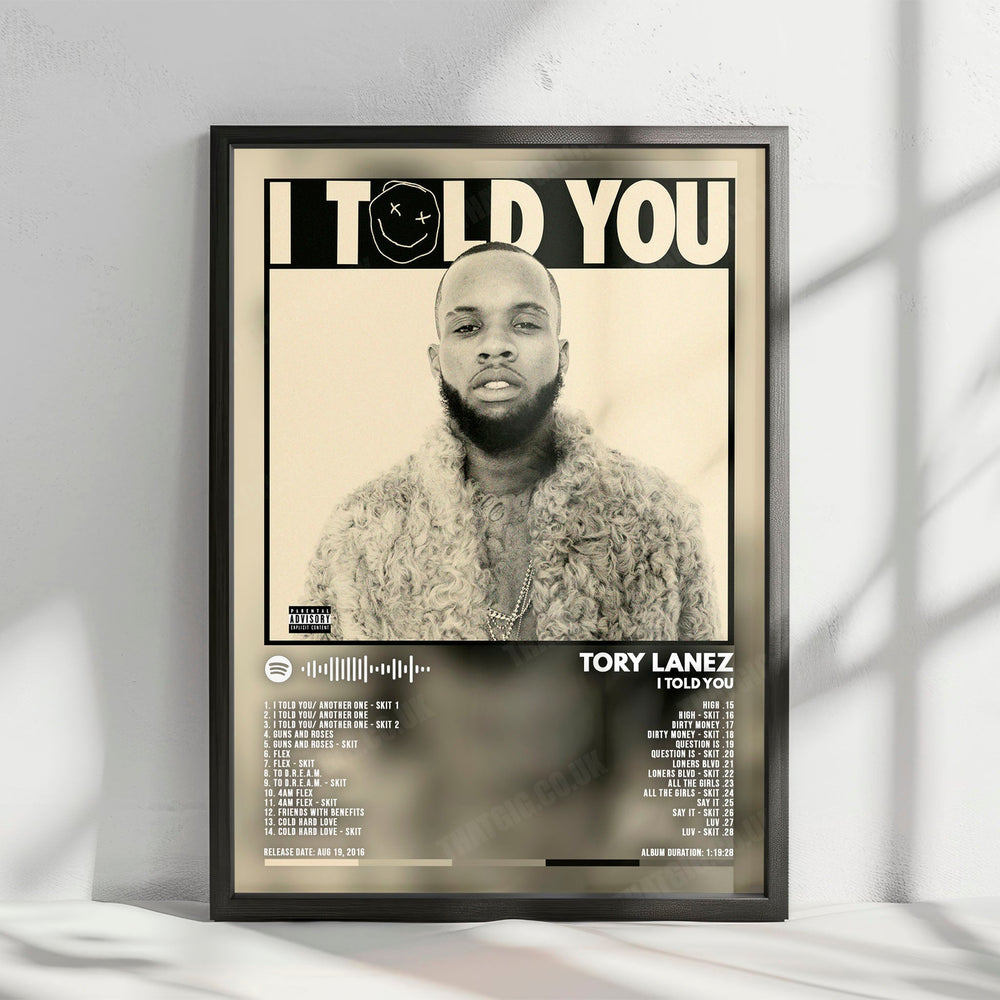 Tory Lanez "I Told You" Album Cover Poster - with Complete Tracklist