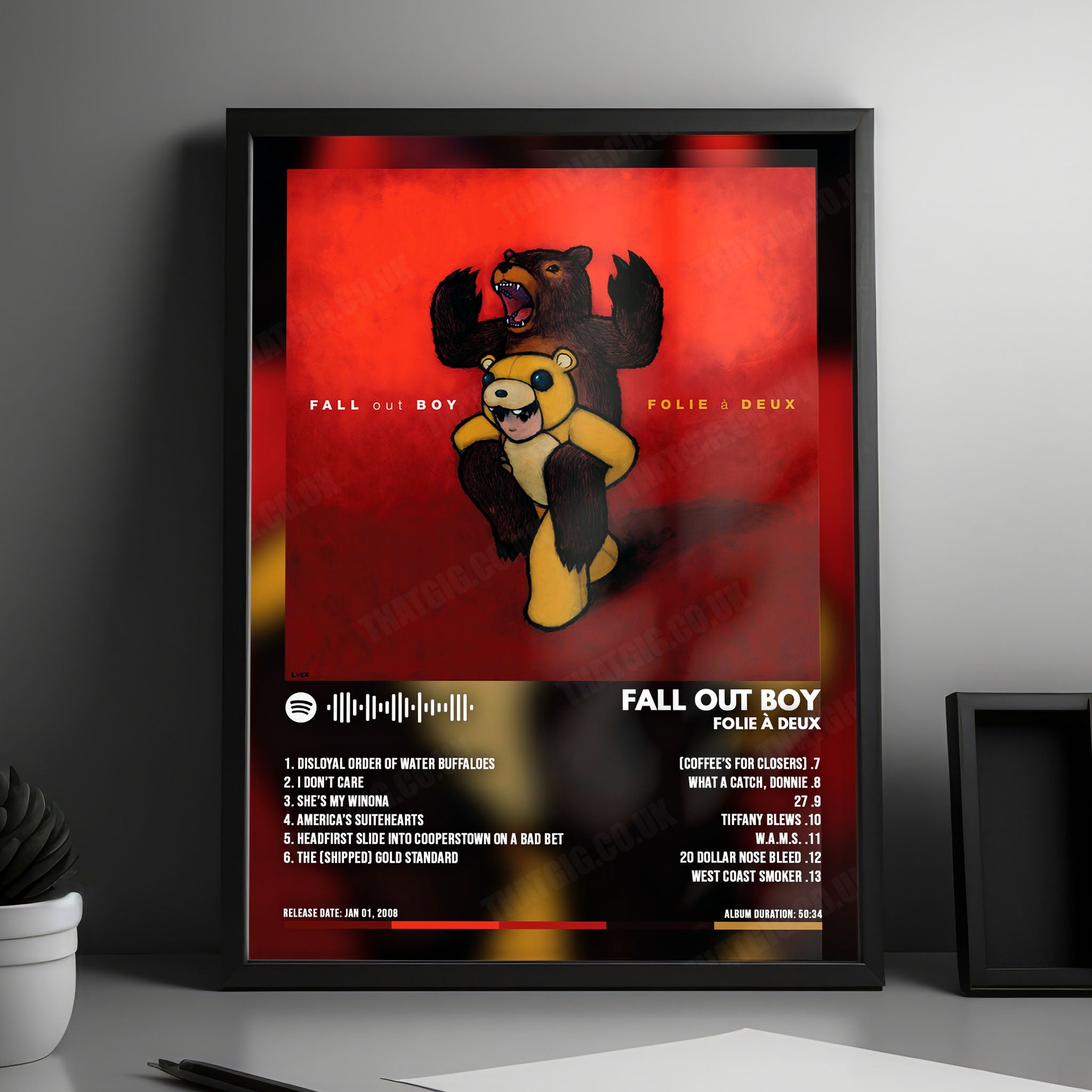 Fall Out Boy "Folie à Deux" Album Cover Poster - with Complete Tracklist