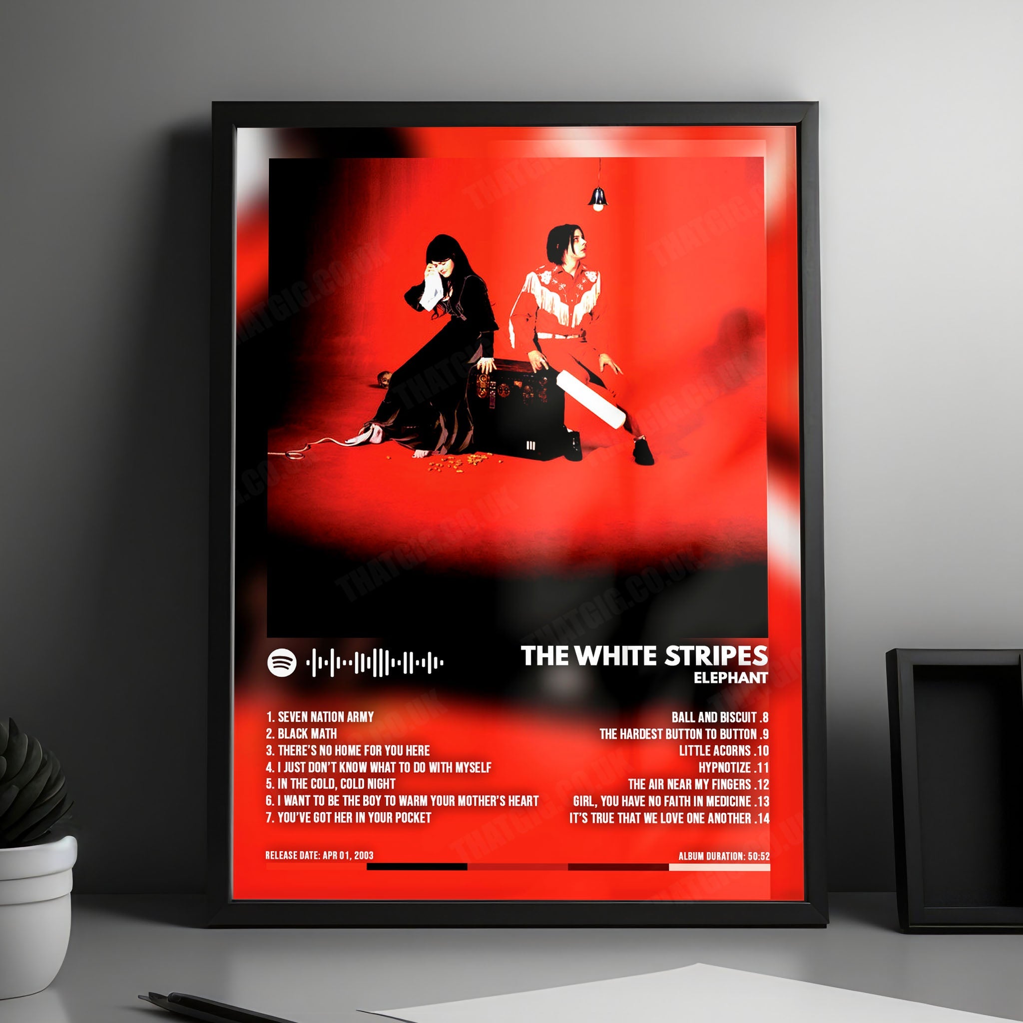 The White Stripes "Elephant" Album Cover Poster - with Complete Tracklist