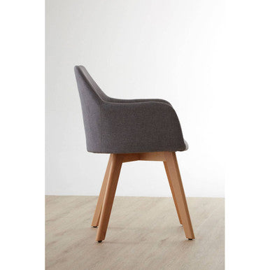 Stockholm Grey Fabric Chair With Wood Legs