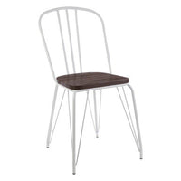 District White Metal Frame And Elm Wood Seat Chair