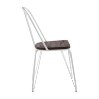 District White Metal Frame And Elm Wood Seat Chair