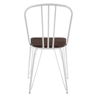 District White Metal Frame And Elm Wood Seat Chair